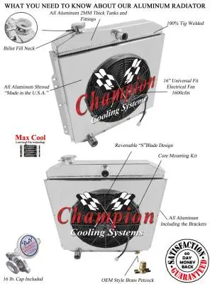 Champion Three Row Radiator Combo for 1953-1956 Ford Truck thumbnail 4