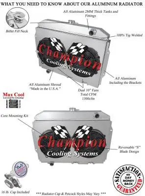 Champion 3 Row Aluminum Radiator Combo for 1967 - 1974 AMC Various Models CC407 thumbnail 3