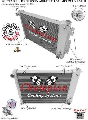 Champion 3 Row Aluminum Radiator for 1973 -1974 Buick, Pontiac, Olds, Chevy CC412 thumbnail 3