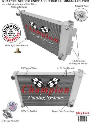 Champion 2 Row Aluminum Radiator for 1967 -1969 Camaro and Firebird EC370 thumbnail 3