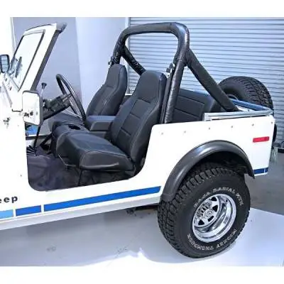 High-Back Front Seat, Non-Recline, Black Denim, 76-02 Jeep CJ & Wrangler