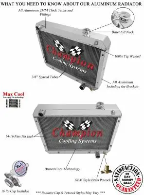 Champion Three Row Aluminum Radiator 62-65 Chevy II Nova CC6265 thumbnail 3