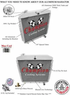 Champion Three Row Radiator for 1953-1956 Ford Truck w/Chevy Configuration cc8356 thumbnail 3