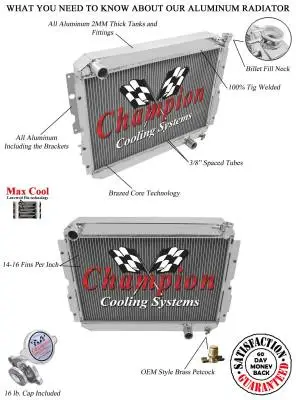 Champion Three Row Aluminum Radiator 1981-1990 Toyota Landcruiser CC1213 thumbnail 3