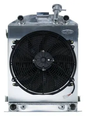1932 Highboy Flathead Engine Aluminum Performance Radiator And 16 Inch Fan Kit Cold Case Radiators
