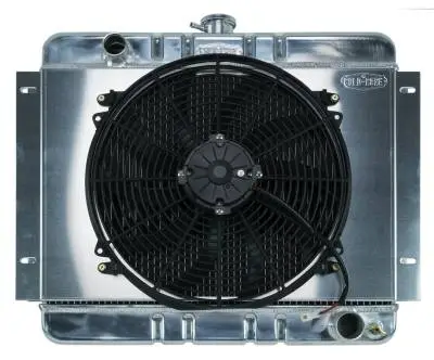 62-67 Chevy Nova Aluminum Radiator And 16 Inch Fan Kit MT Cold Case Radiators