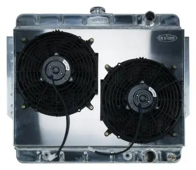 61-65 Impala Aluminum Radiator and Dual 12 Inch Fan Kit Stamped Cold Case Radiators