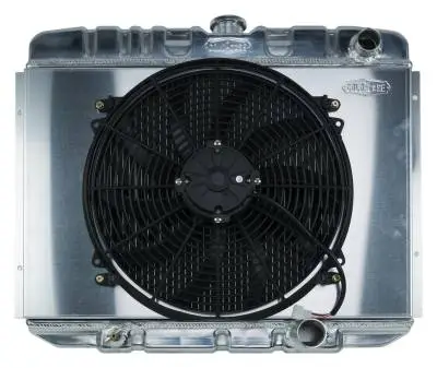 67-70 Mustang SB 24 Inch Aluminum Performance Radiator And 16 Inch Fan Kit MT Cold Case Radiators