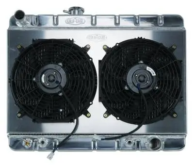 66-67 GTO Aluminum Radiator And 12 Inch Dual Fan Kit W/O AC AT Cold Case Radiators