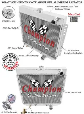 American Eagle Two  Row Aluminum Radiator for 1963 to 1970 Ford Mustang, Cougar, Fairlane AE340 thumbnail 3