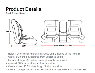 Pro-Series Universal Sport VXR 60" Deluxe Bench Seat thumbnail 6