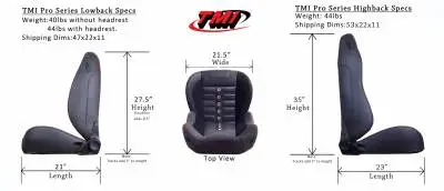 TMI Pro Series Sport AR High Back Bucket Seats - Universal thumbnail 5