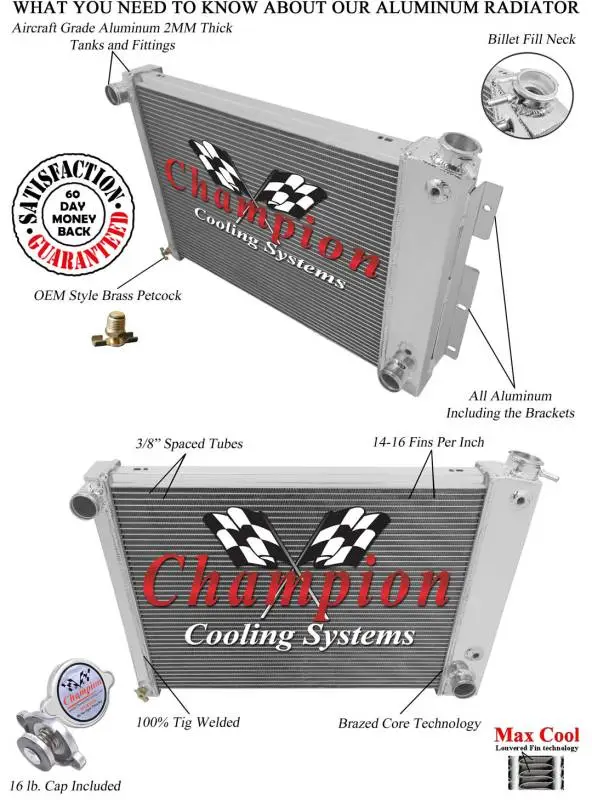 Champion 3 Row Aluminum Radiator for 1967 -1969 Camaro and Firebird CC370 thumbnail 3